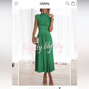 Light of My Life Cutout Waist Pocketed Vacation Midi Dress